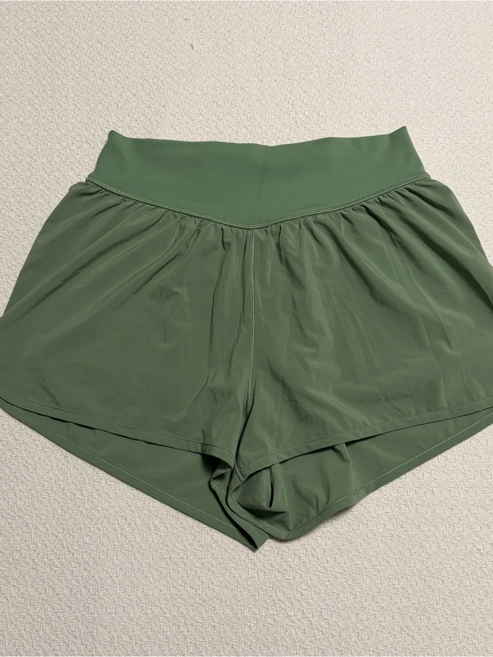 Women’s Olive Green Athletic Shorts - High Waist Performance